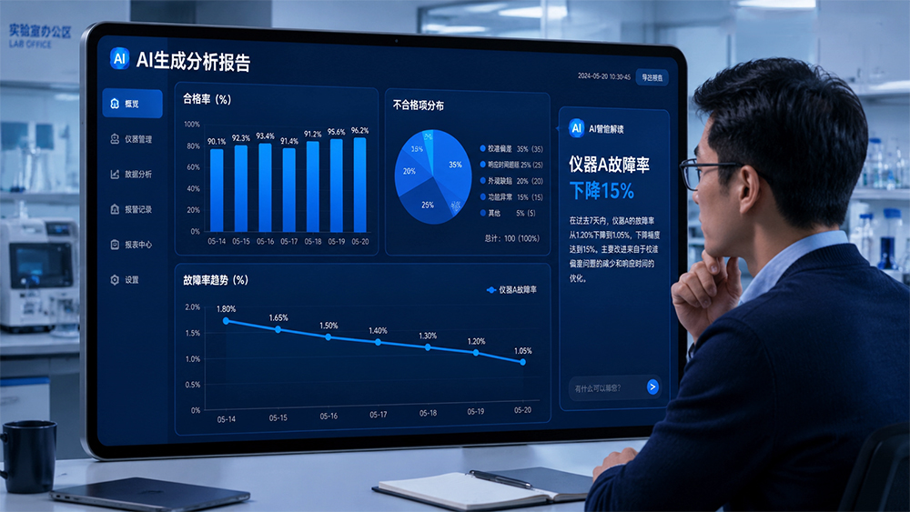 智能数据统计复盘：自然语言指令自动生成合格率、不合格分布、投诉分析图表与解读，支撑决策。